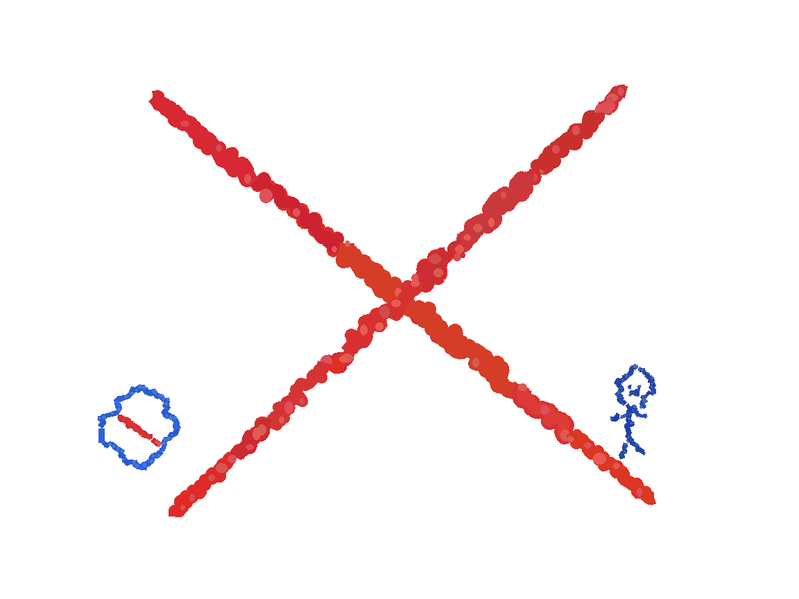 Crayon drawing of red X marks over DIY, cheapest, chatbot, and replacing a full-time job